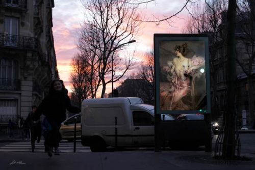 f-l-e-u-r-d-e-l-y-s:  In a new project called “OMG, Who Stole My Ads?” French street artist Etienne Lavie makes it his mission to transform the ad space in Paris into an outdoor art gallery. He has been travelling around the city, snatching up posters