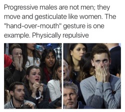 colorfulcandypainter:  stinson-png:  docloudscomeinpurple: conservatives get offended by the weirdest shit  imagine masculinity so fragile that you can’t even touch your own face   If you touch a man’s face it’s Gay. Even your own face. Gay face-touching