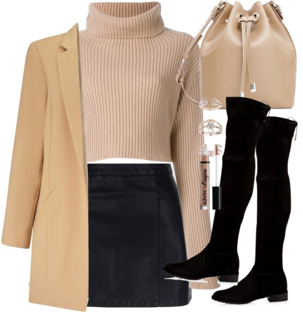 Outfit for winter with a leather skirt and high boots by ferned featuring Miss Selfridge
Valentino long sleeve top, 1 005 AUD / Miss Selfridge coat, 47 AUD / New Look petite skirt, 34 AUD / Stuart weitzman boots, 830 AUD / MANGO vegan purse, 34 AUD /...