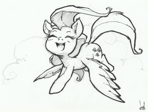 atryl:  Fly, fly, Fluttershy! inked sketch commission :)  <3