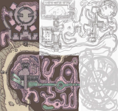 crossheadstudios: The first three battlemaps in a series of six Dwarven Ruin interconnected battlemaps. Each one of the six is also connected by a theme of portals, meaning that each one features a doorway or portal of some kind to a map beyond. The idea