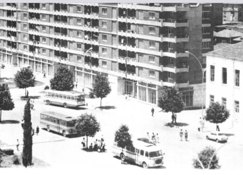 Residential building and a construction site in Tirana, early 90s.