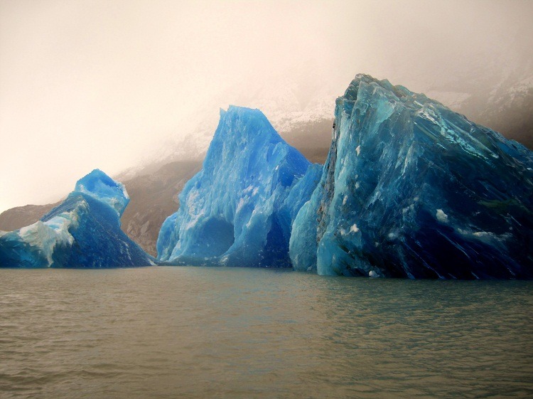 sixpenceee:  Ice absorbs every color in the spectrum except blue which causes the