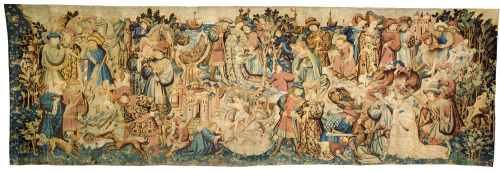 “Swan and Otter Hunt”, woven wool tapestry, Netherlands, possibly Arras, 1430s. Part of 