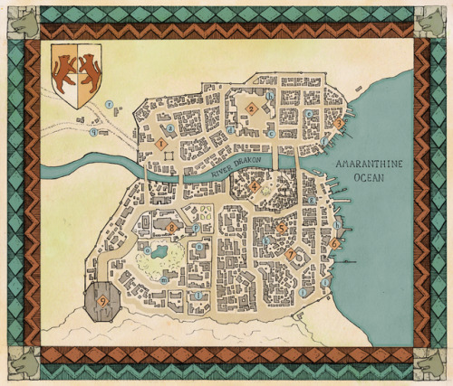 aliveria:My second go at a Denerim map!  Kinda my own fiction, with stuff from canon too.  It’s supp