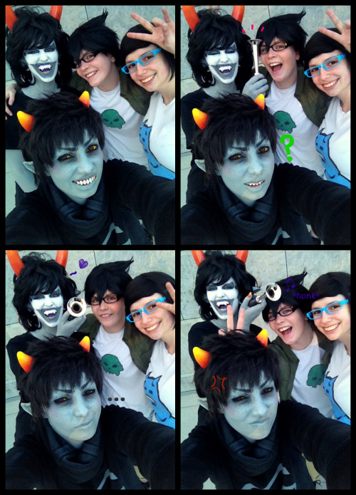 nao-kouga:  hyper-homo:  to celabrate this wonderful day of the first of aprilhere a little photoset of our funniest moment from the leipzig poopfairhow i pranked my dear moirail without even noticing :o)  best inchara photos we did without even notice