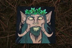 lycan-art:  These items are currently available in my Etsy shop.   -Earth and Bone patch  -Guardian on wood painting etsy.com/shop/NocturnalLycanthrope One of a kind hand painted, once they are gone they are gone forever.  