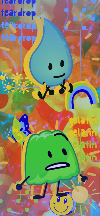 kidcore gelatin and teardrop (bfdi) wallpapers (828 x 1792) for anon!