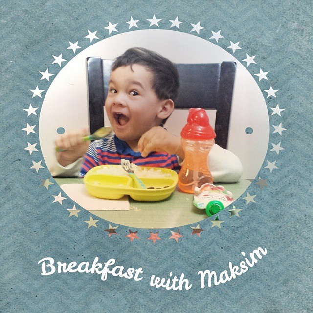 Love our boy. His expressin is too cute. #100HappyDays #Toddler #ILoveMySon #ThingsThatMakeMeHappy #Breakfast