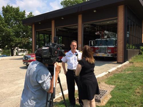 #FFD Assistant Deputy Chief McKinley speaks to Emily of Global New Brunswick about the loan of a #Tanker to #Nackawic Fire.