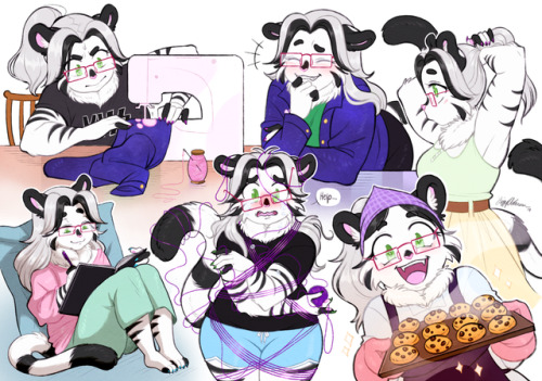 A couple of recent sketch page commissions. (so many stripes!)