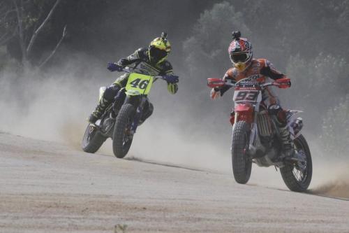 Marquez and Rossi playing at the moto ranch.