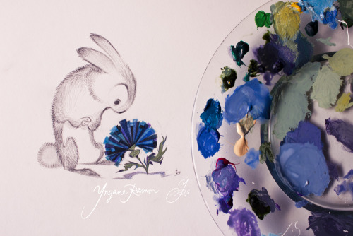 Thistles &amp; Rabbits - Pencils &amp; Gouache  by Yrgane RamonHappy Easter !