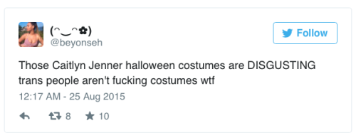 micdotcom:  Trans people are not costumes. Trans people are not costumes. Trans people are not costumes.    god damn it -_- whoever designs and produces this crap deserves to be thrown into a pool full of bees, covered in honey while being attacked