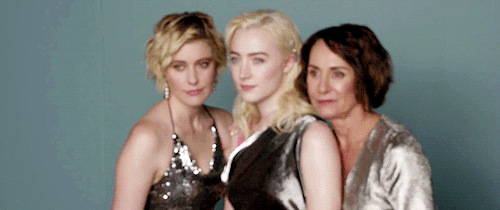 b99:Greta Gerwig, Saoirse Ronan, and Laurie Metcalf for Entertainment Weekly, 2018
