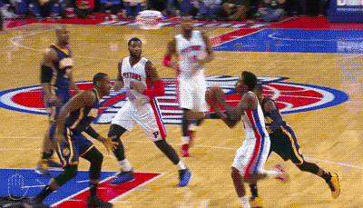 nbagifstory:  Brandon Jennings and Andre Drummond — Detroit Pistons 