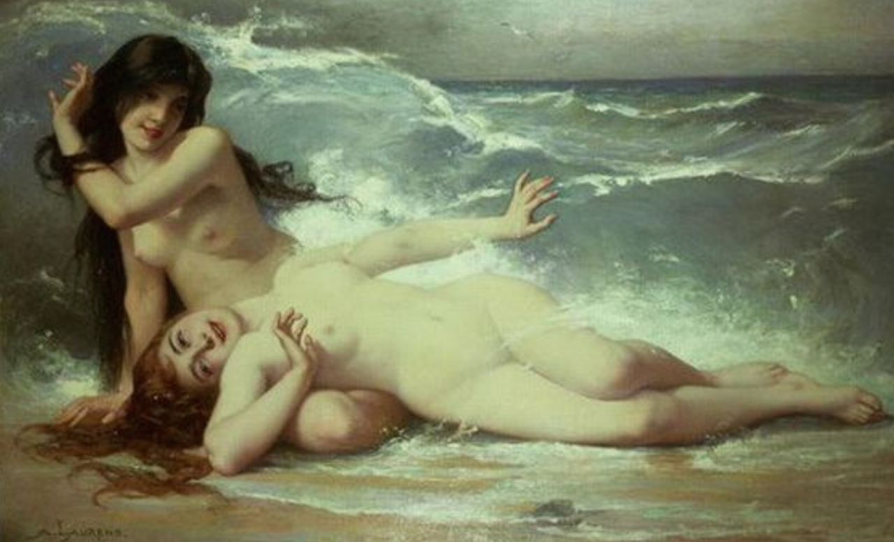 wlwarthistory:Mermaids Frolicking in the Sea -Charles Edouard Boutibonne