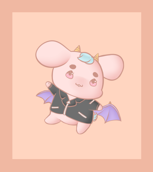 constantlyscreaminghere:Demon Sanrio oc!! They’re grumpy, tough and very protective of their f