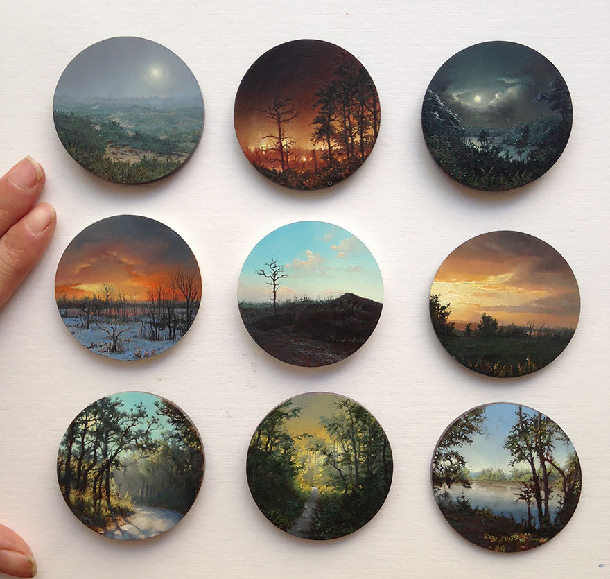 culturenlifestyle:  Miniature Landscape Paintings by Dina Brodsky Dina Brodsky’s miniature paintings