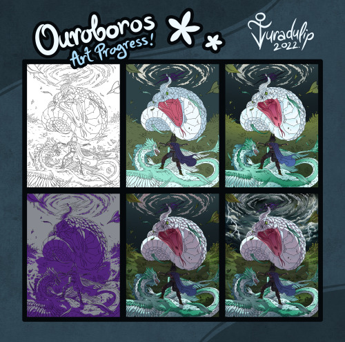 Progress Shots On OuroborosThought it’d be neat to post an art progress for my Ourobos commiss
