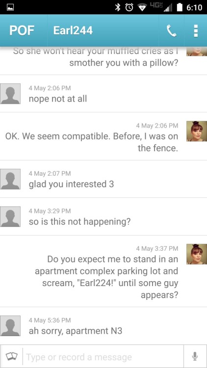 This guy’s an idiot for harassing me and giving me his address. Have fun internet.