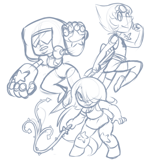 deeum:  Spent most of my morning on these. Not sure how I want to lay them out right now. Or even finish it past this point. :X I just needed to draw muh girls.