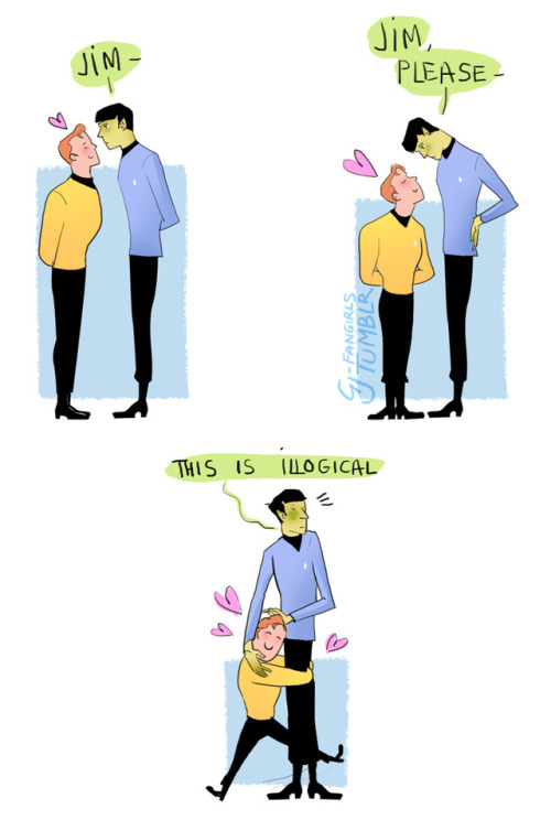 gjdraws:Jim digs the height difference.spock does tootrek