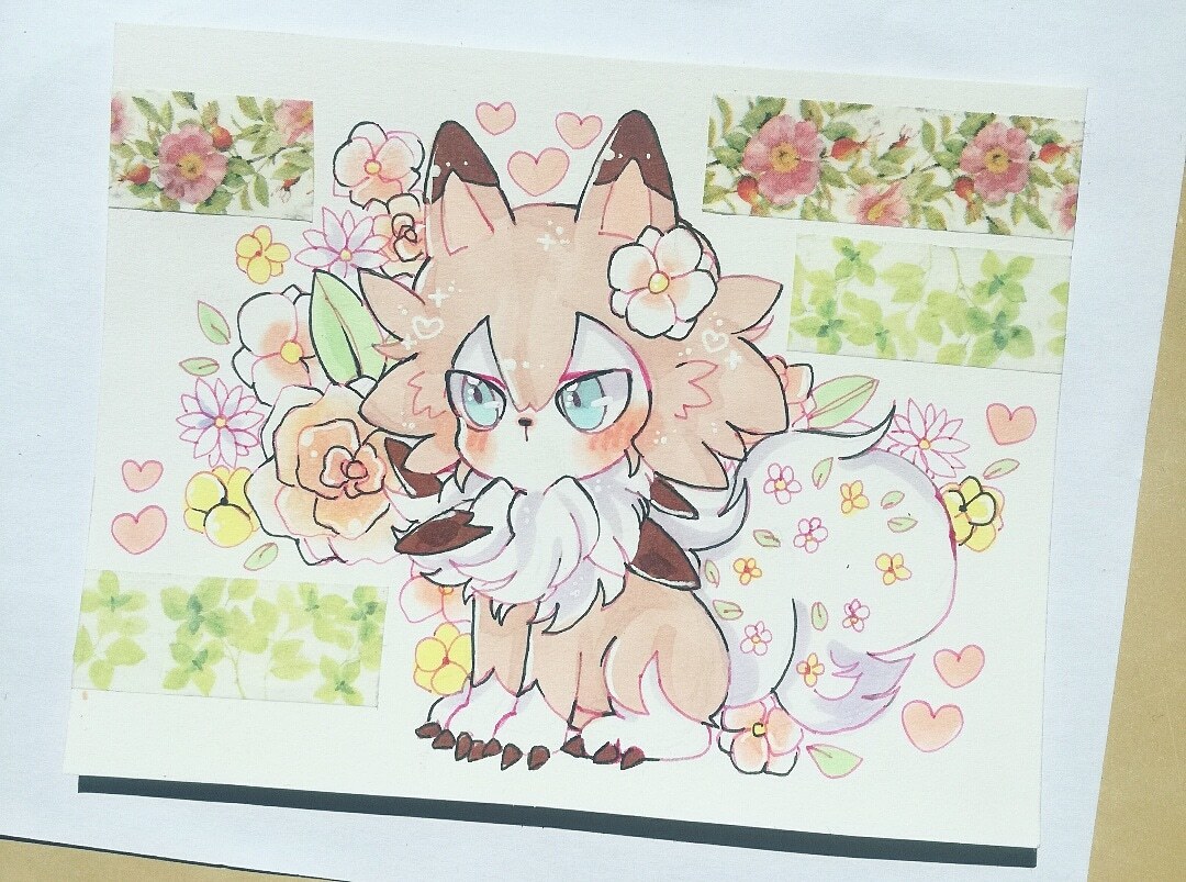 beriskara: fluffy and flowery midday lycanroc commission💖