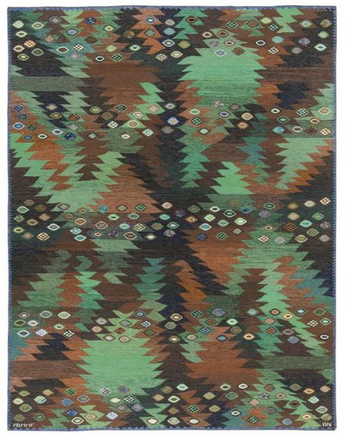 BARBRO NILSSON BARBRO NILSSON, a carpet, flat weave, &ldquo;Tånga brun och grön&r