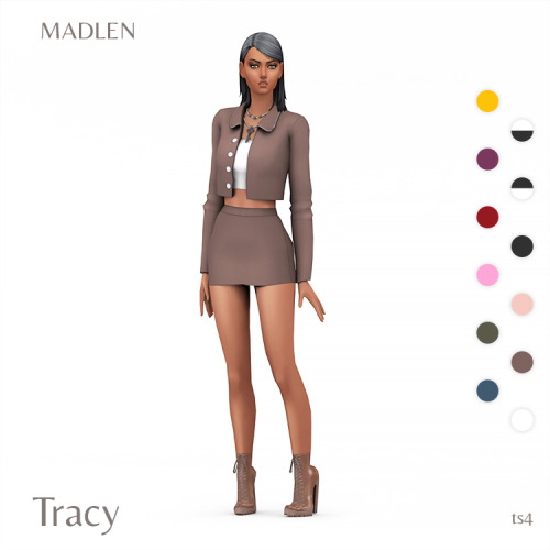 Tracy RecolourThis is a recolour of previously released Tracy outfit. it comes mainly in plain varia