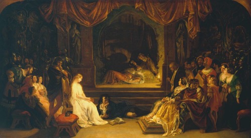 via-appia: The Play Scene in ‘Hamlet’, exhibited 1842 Daniel Maclise (1806 – 1870)