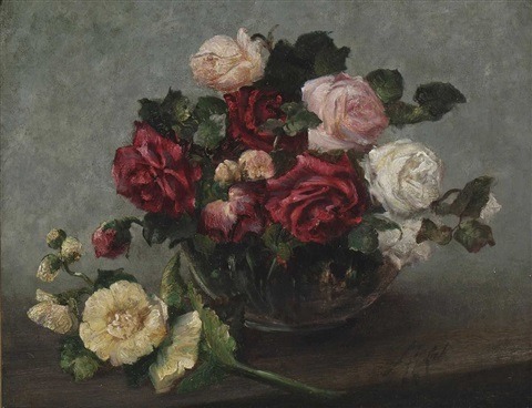 Still life with roses and mallowAnton Azbe (Slovenian, 1862–1905)