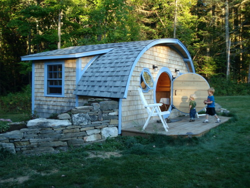 chazzam:  omg this company makes fucking Hobbit Holes in various sizes that can be chicken coops, playhouses, sheds, and even actual, functioning tiny houses! The fucking company is IN MAINE where I LIVE RIGHT NOW and I can go there and see them and I