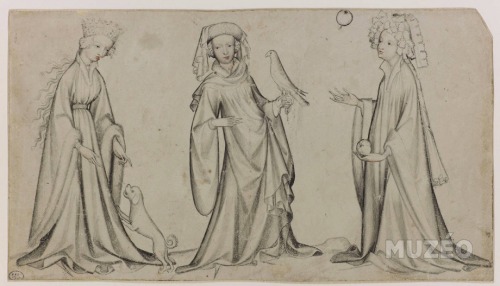 Three Noble Ladies, France or Bohemia from the early 15th century, c. 1400