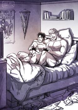 cris-art:    A skecth of  Billy and Teddy. Do you like to play with your boyfriend before sleep? XDI hope you like it.