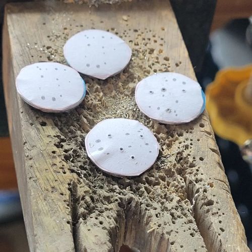 Working on some #constellation #cufflinks today, #gemini to be precise. Heres the first few stages, 