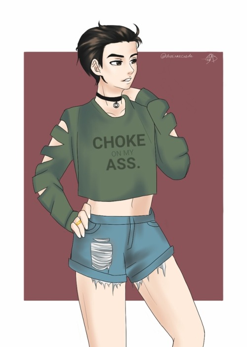 zephyrine-gale:  dominaecaede: Crop top bb with my life motto and lyrics from a song I can’t get out of my head.  More for  @zephyrine-gale’s crop top Yuuri because he still looks hella cute in one. ❤  !!!!!