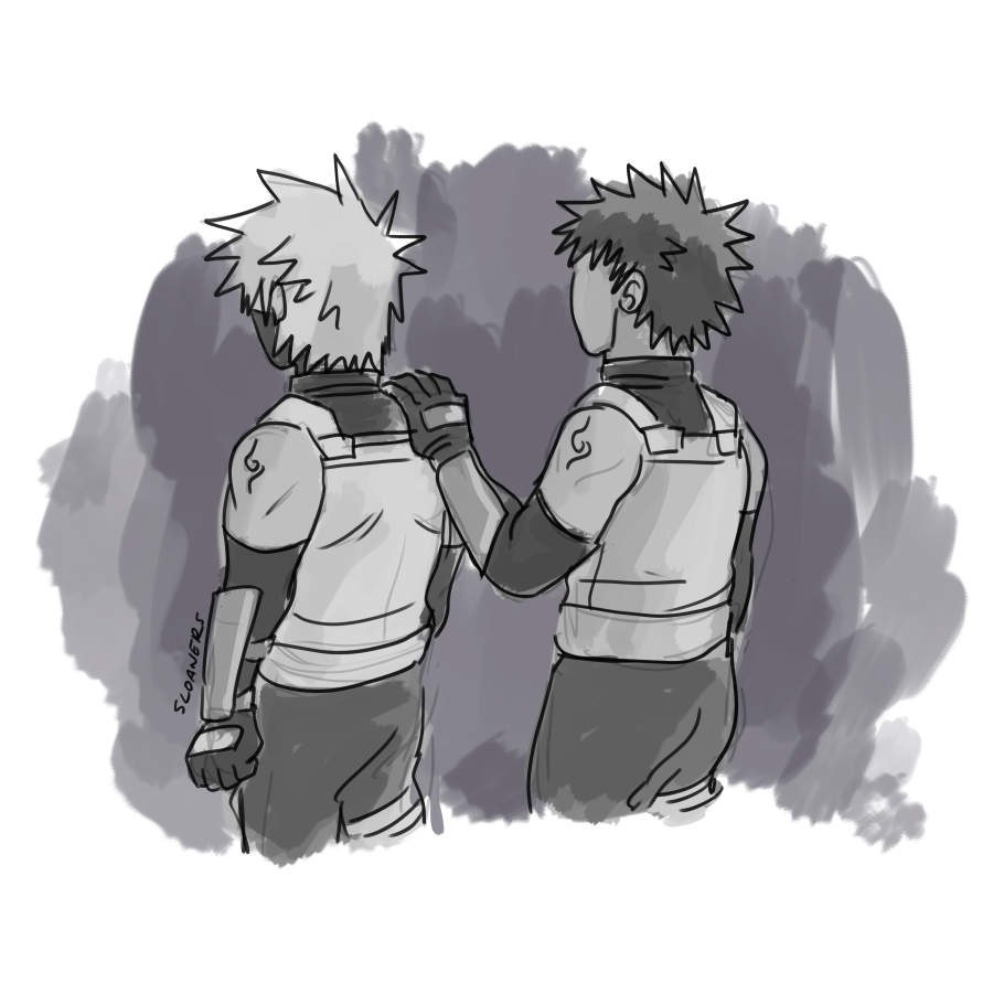 “War,” Obito murmurs beside him, resting his hand on Kakashi’s shoulder, “Takes a lot from innocents, doesn’t it?” ---  A 