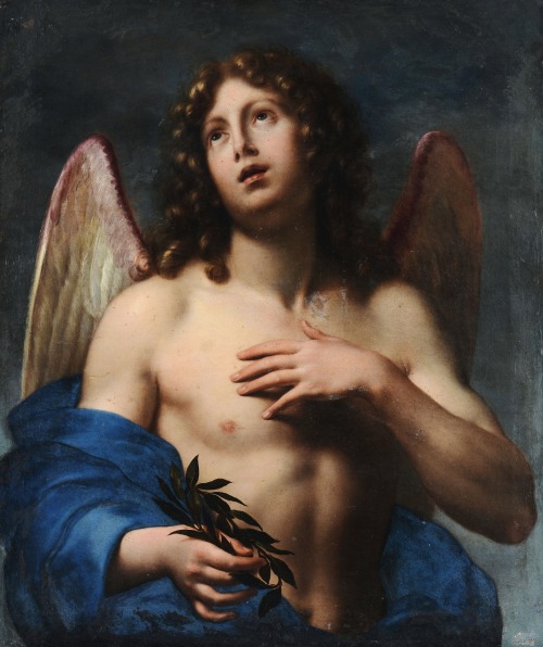 hadrian6:Winged Genius. 17th.century. Onorio Marinari. Italian 1627-1715. oil/canvas.  http://hadrian6.tumblr.com