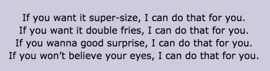 surprisebitch:  lana del rey: I want McDonald’sdaddy: