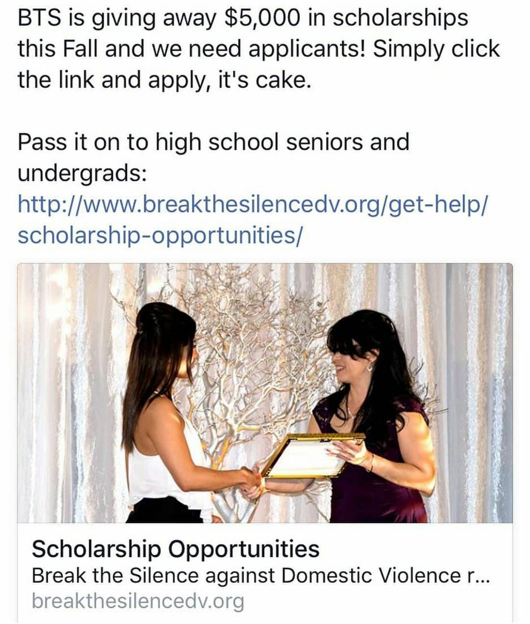 @btsadv is now looking for scholarship applicants! If you know someone that may be