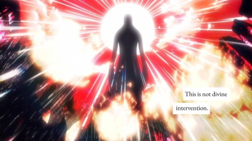 "This is not divine intervention": A dark silhouette stands in front of a scorching white sun. Everything is burning.