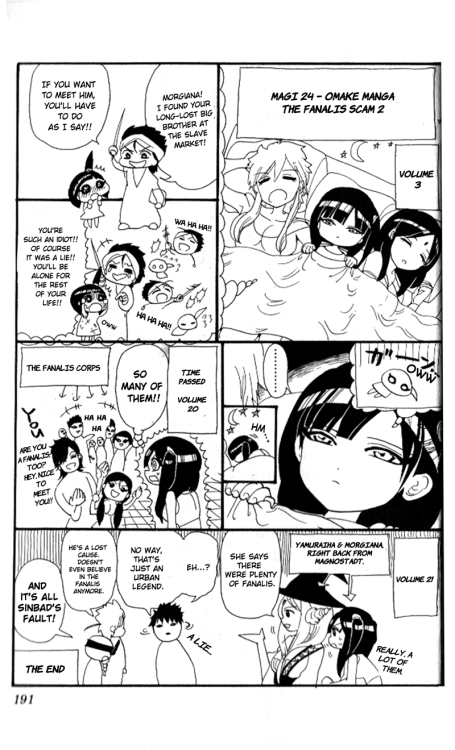 arashidono:Magi volume 24. Omake manga.It was too funny not to be done. And it was a good way to spe