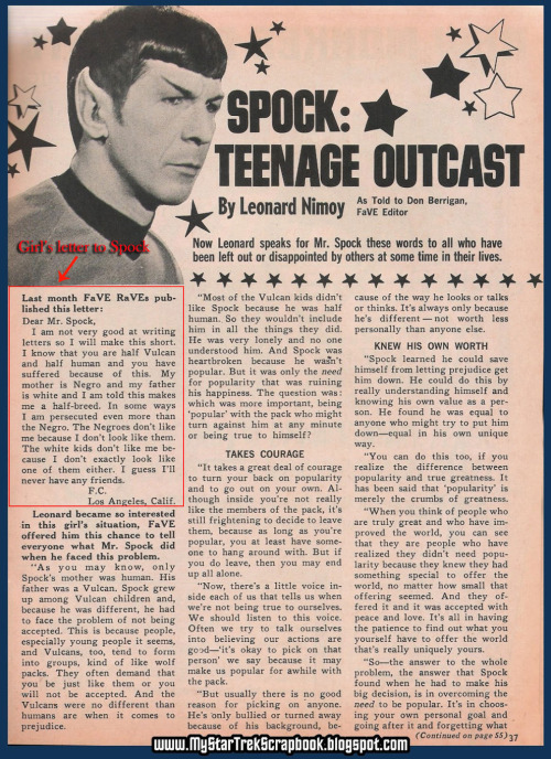 tea-and-liminality: startrekker-runner:In 1968 a biracial girl wrote to Spock care of a teen magazin