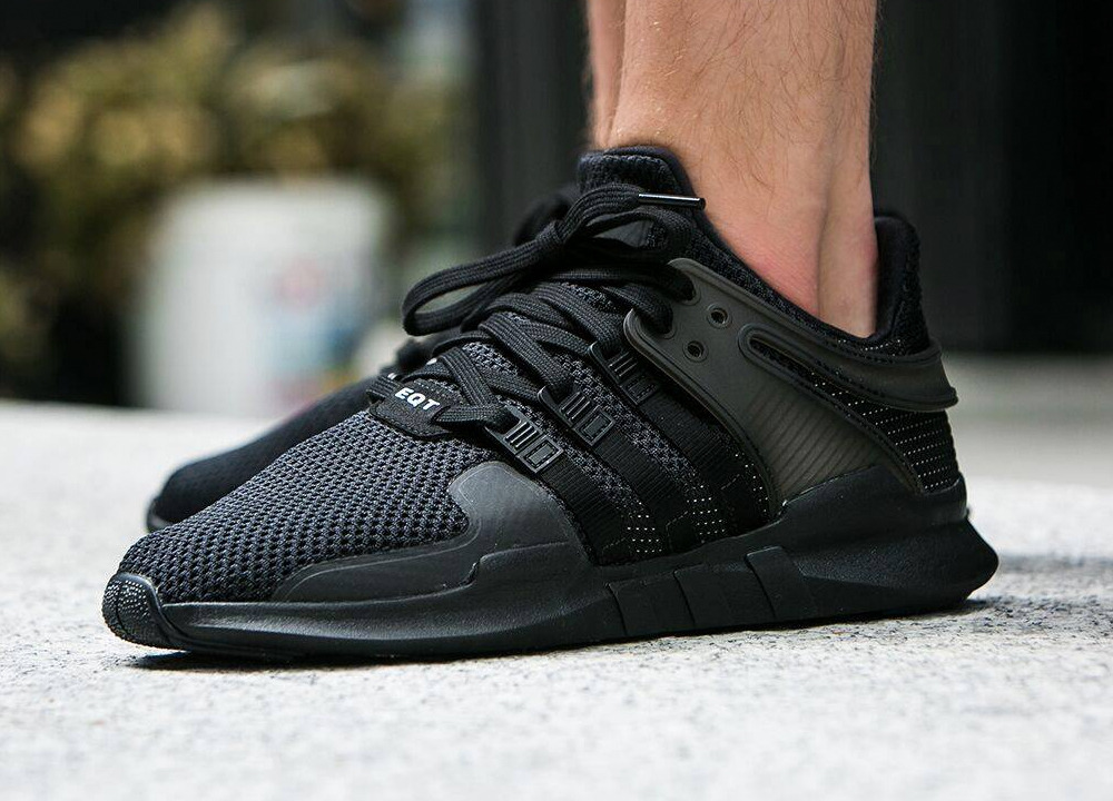 adidas eqt support triple black on feet