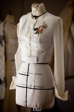 dior:  Conception of the Bodice meets Jacket theme in the Dior couture ateliers in Paris before the AW14-15 show.  