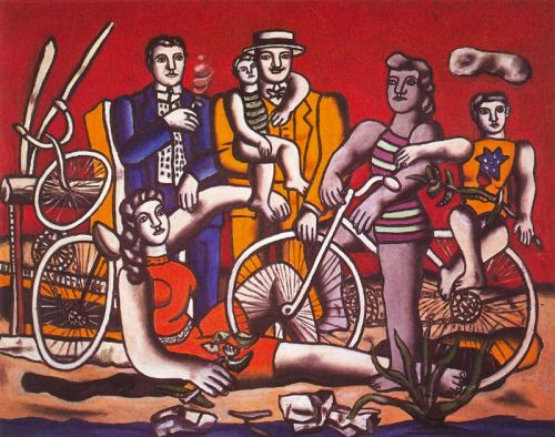 artist-fernand-leger: Leisure on red background, 1949, Fernand Léger