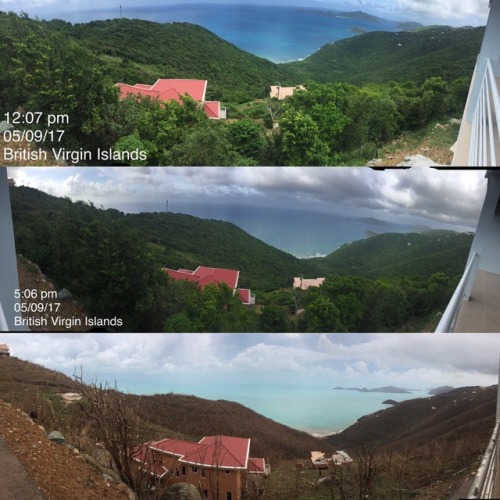 chickensshallfly:Photos the the left are images taken from my porch in Tortola, British Virgin Islan