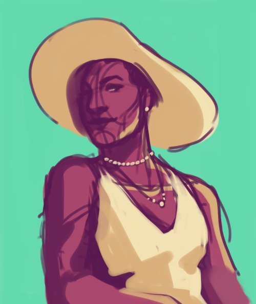 did some palette meme requests over on twitter[ID: 1. A drawing of Clementine Kesh, a pale woman wit