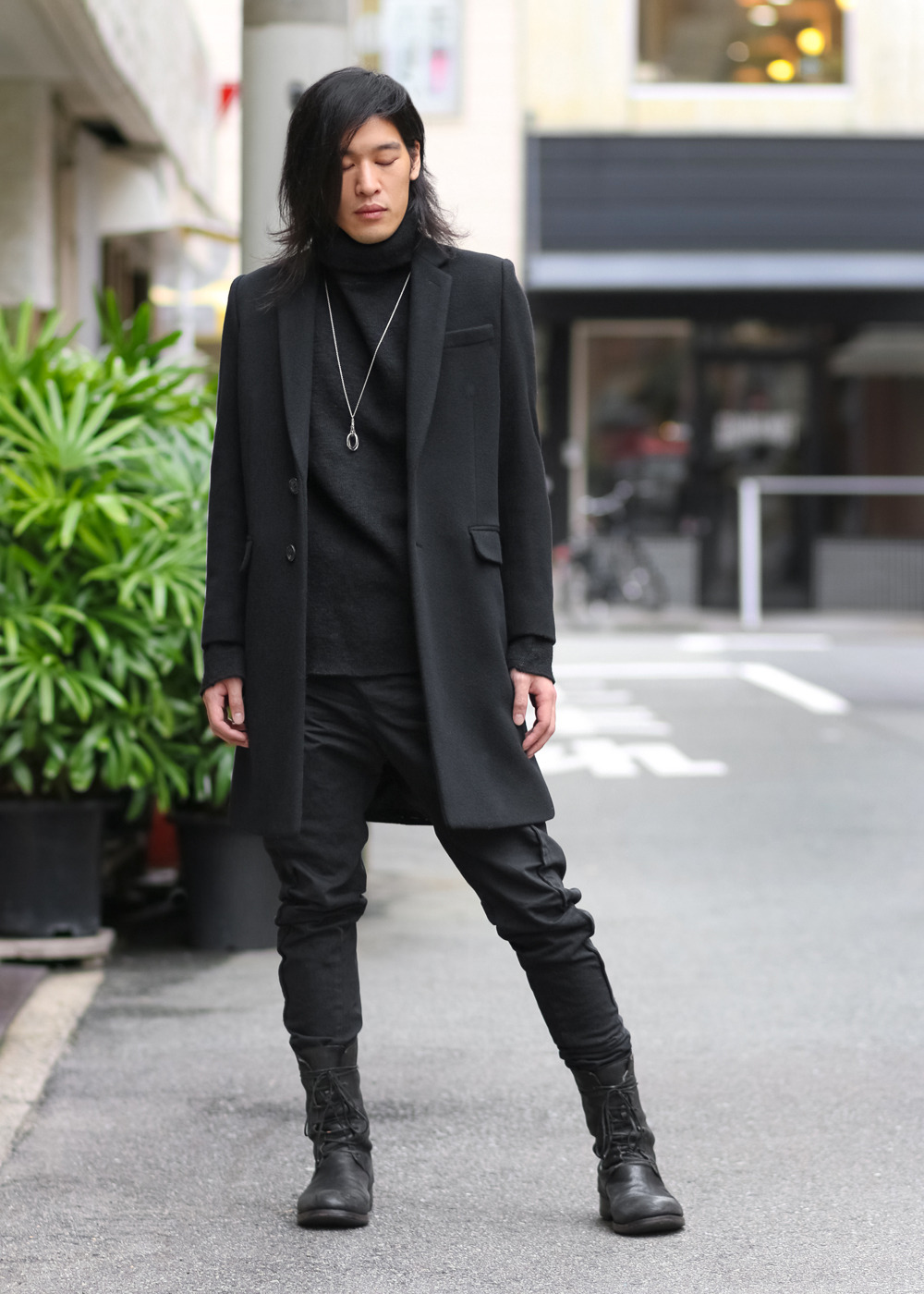 FASCINATE_JAPAN | Lithium Homme Chester Coat golem Turtleneck Knit...